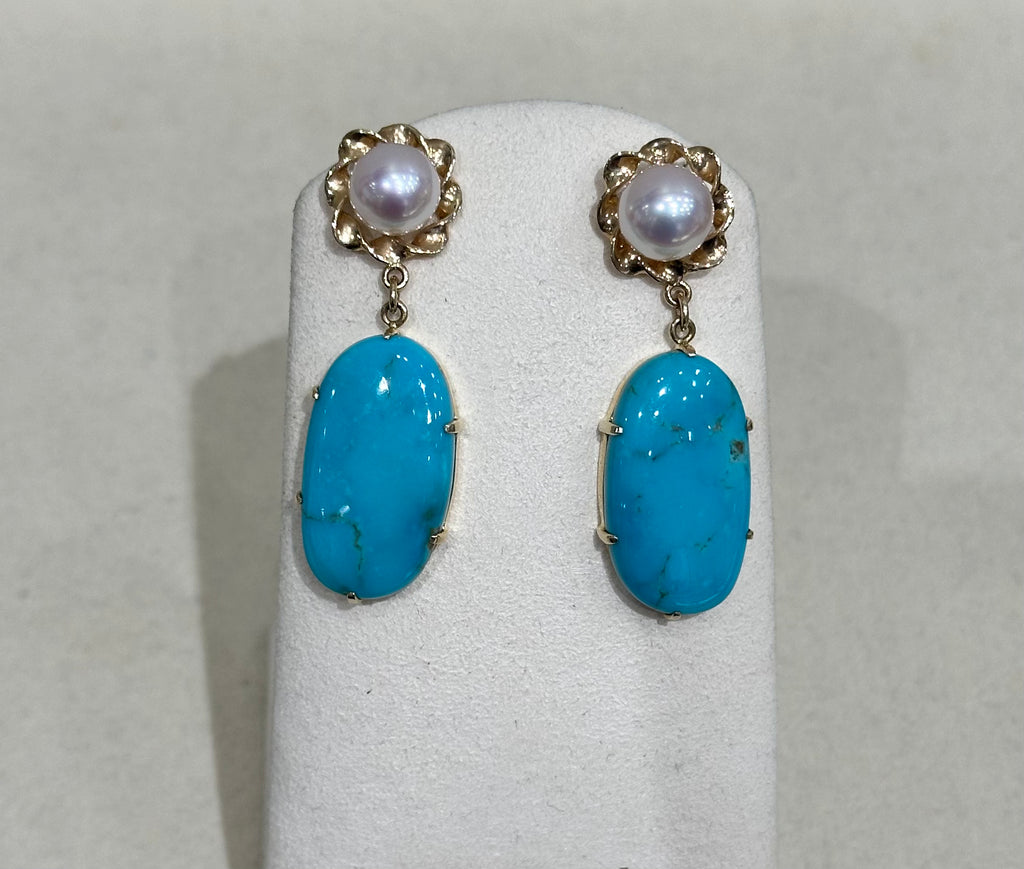 Turquoise & Pearl Earrings
