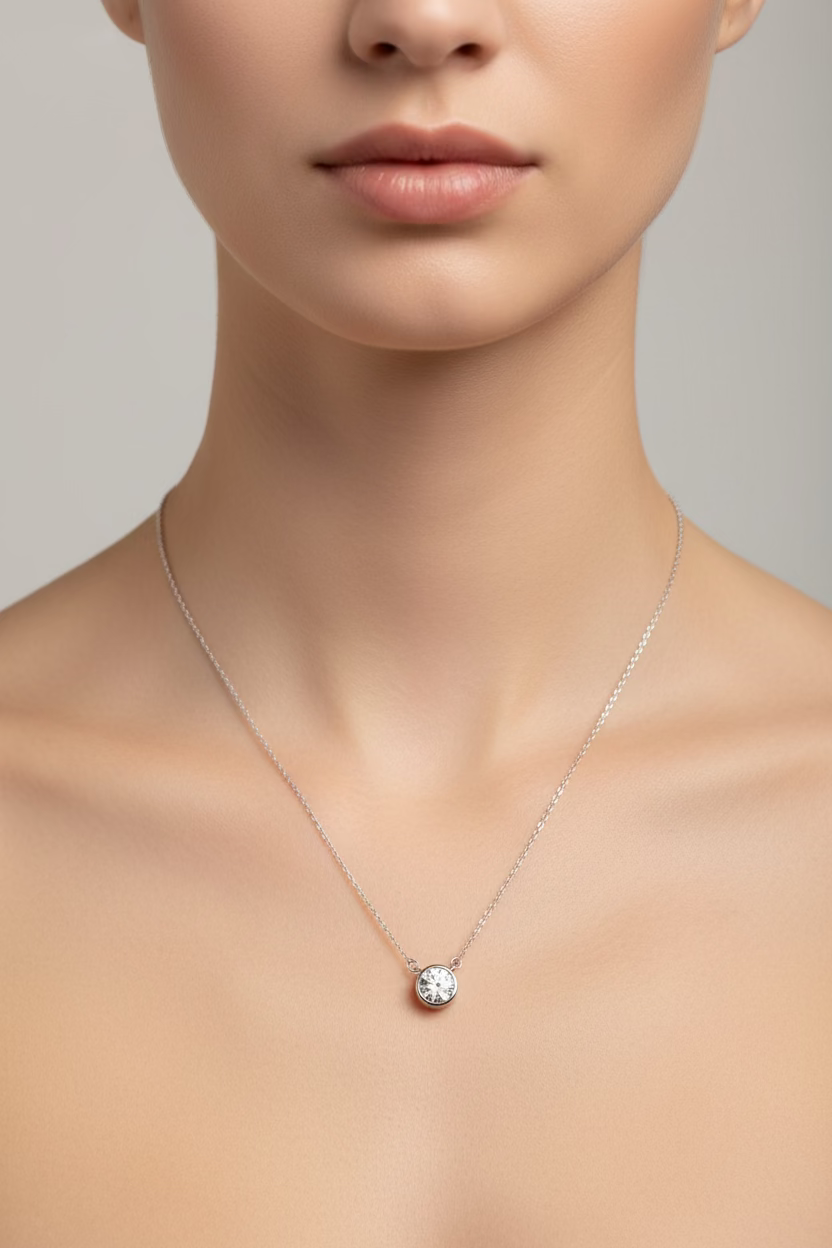 18K White Gold 1ct Diamond Solitaire Necklace