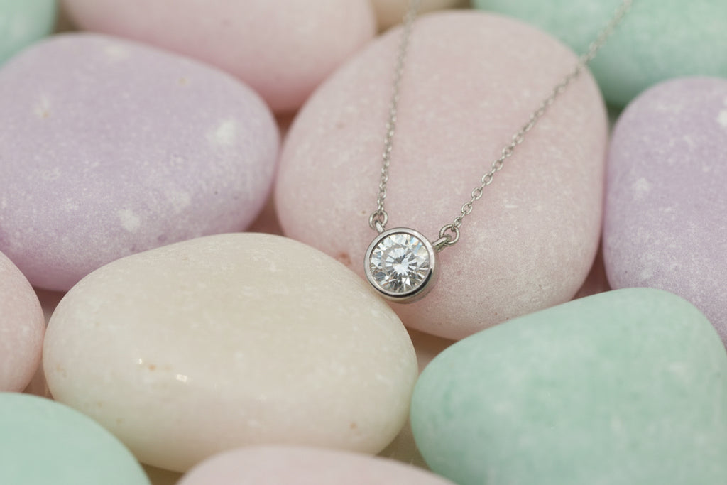 18K White Gold 1ct Diamond Solitaire Necklace