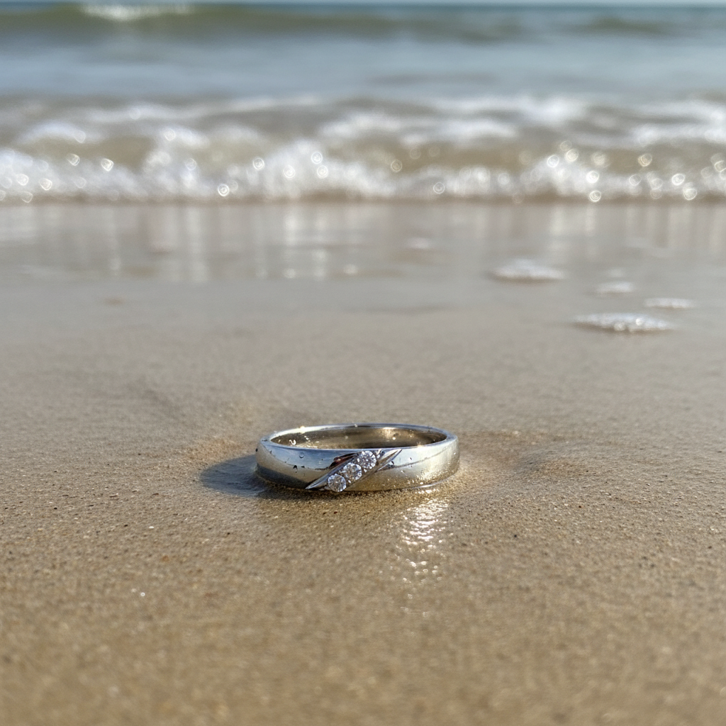 Diagonal Diamond Ring on Beach