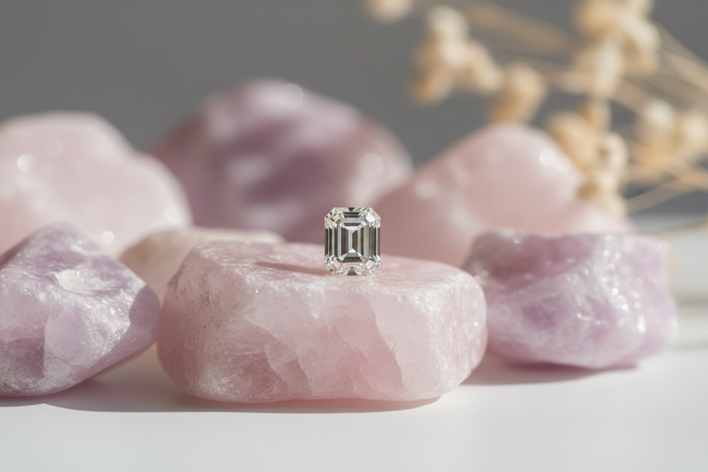 Diamond on pastel rocks