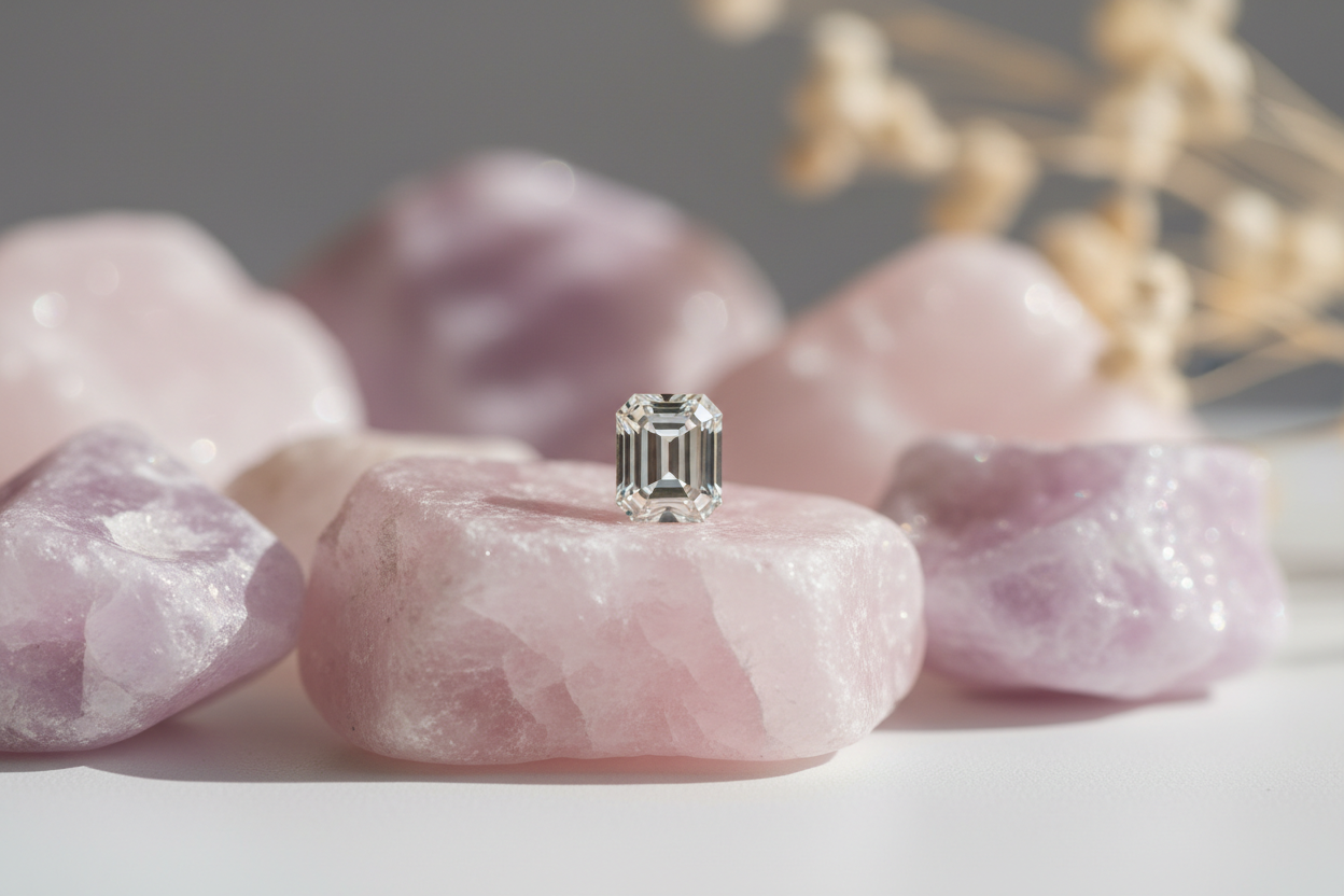 Diamond on pastel rocks