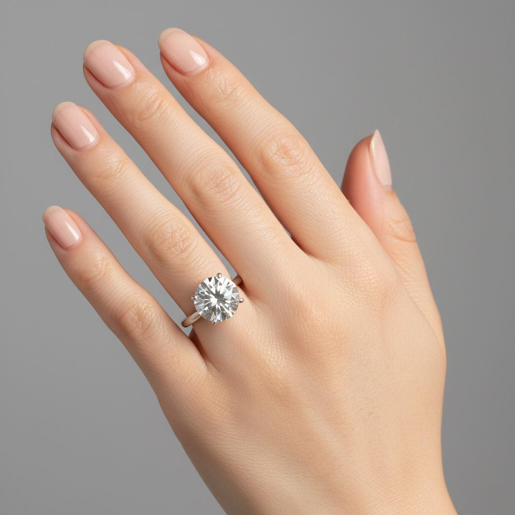 Platinum 5.01 Carat Round Lab Diamond Engagement Ring