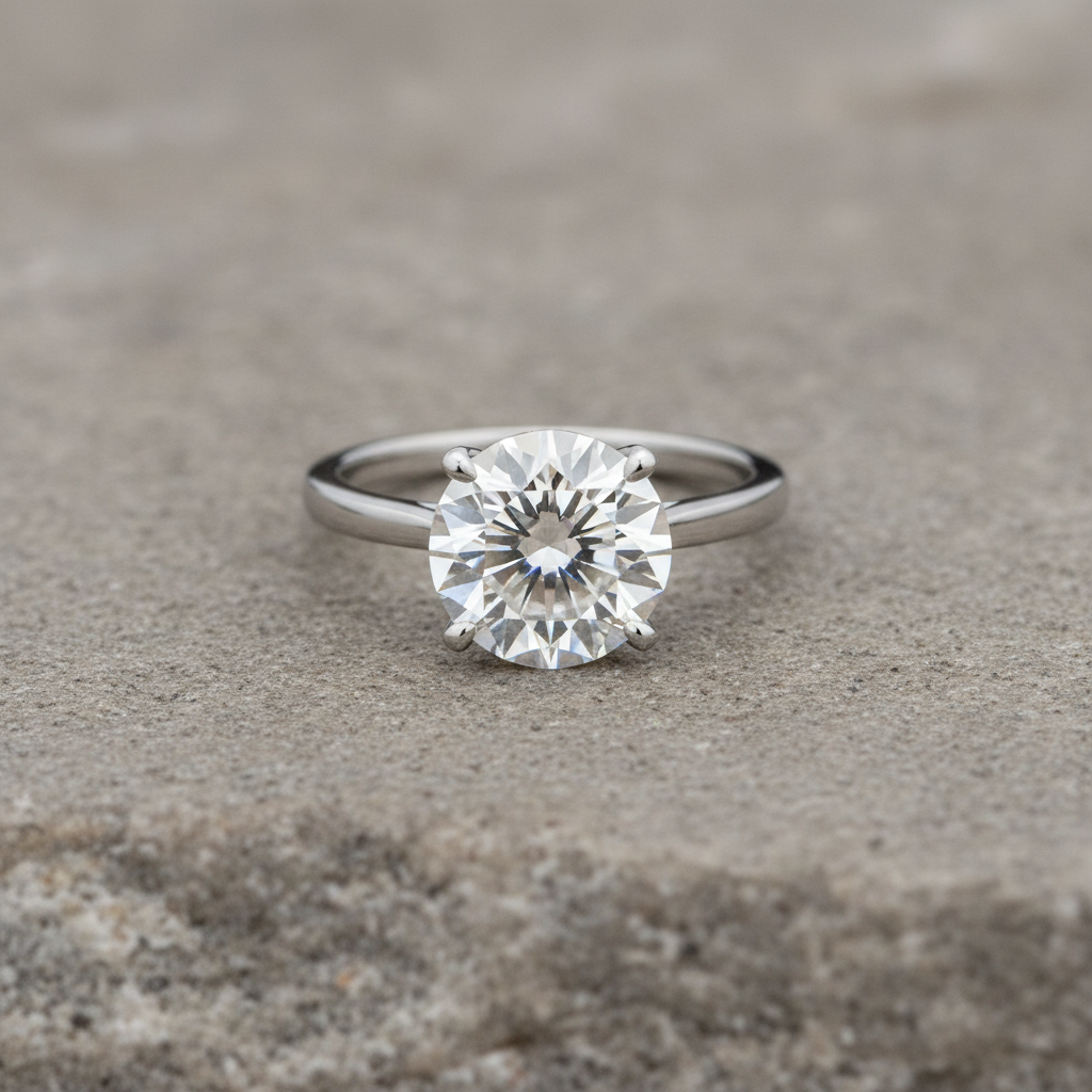 Platinum 5.01 Carat Round Lab Diamond Engagement Ring