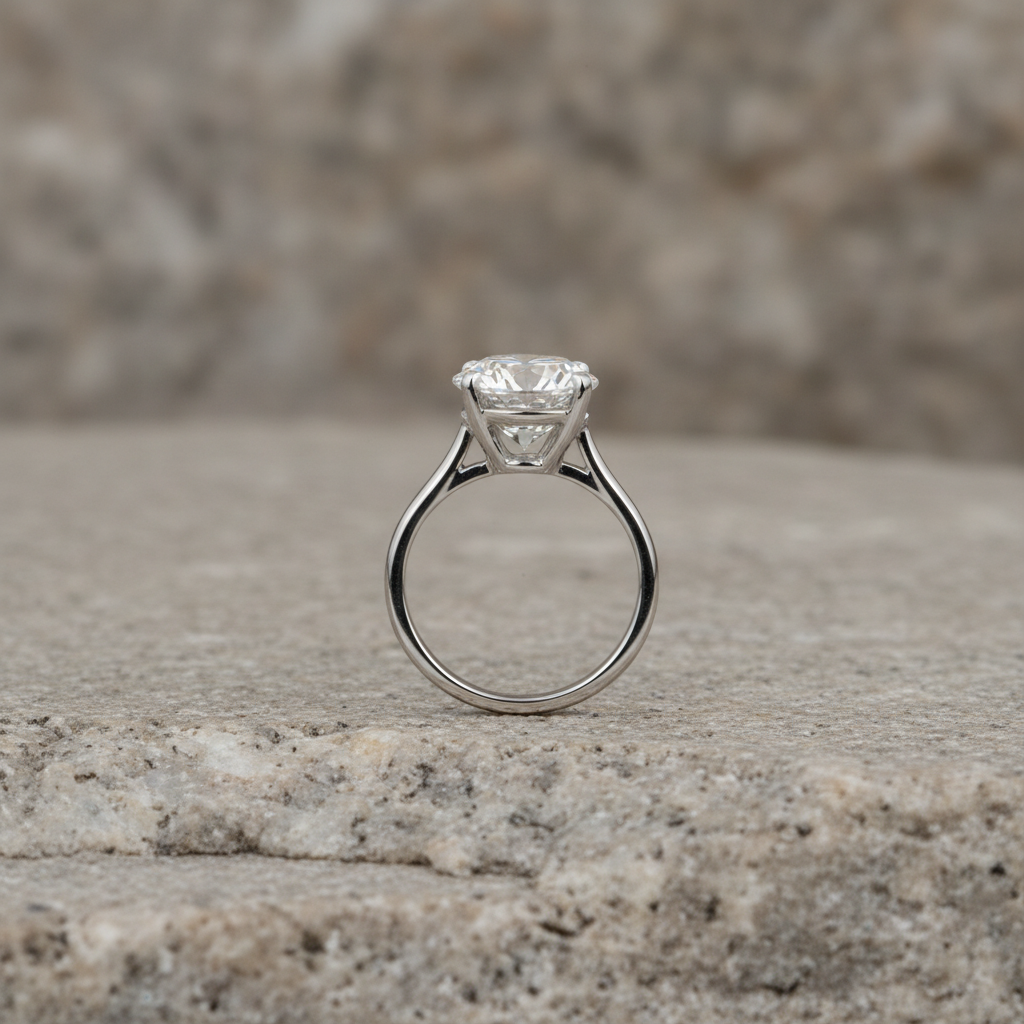 Platinum 5.01 Carat Round Lab Diamond Engagement Ring