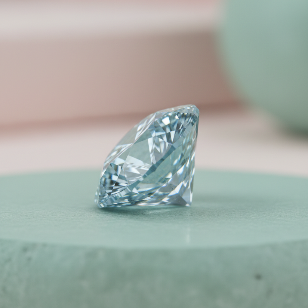 Light Blue Diamond on Mint Stone