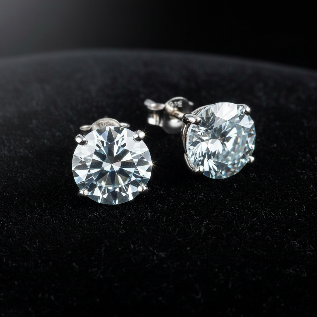 Light Blue Diamond Stud Earrings