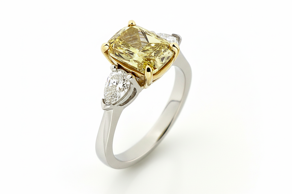Luxury Yellow Cushion-Cut Ring with Diamond Accents