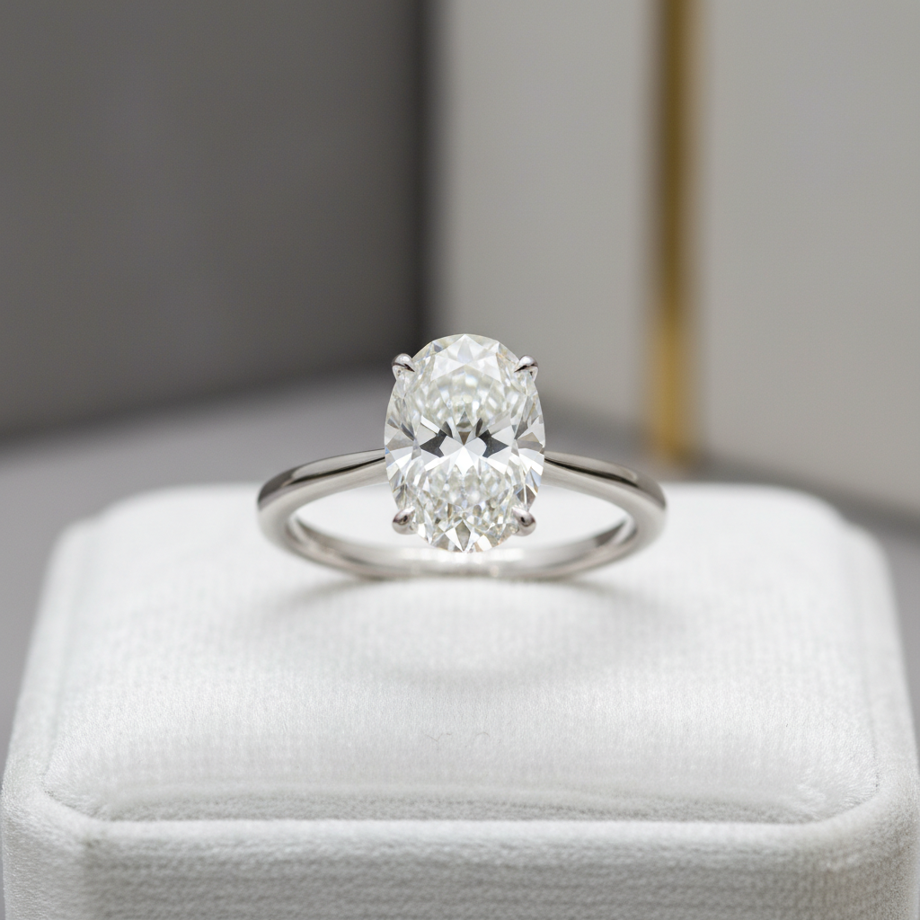 Oval solitaire engagement ring
