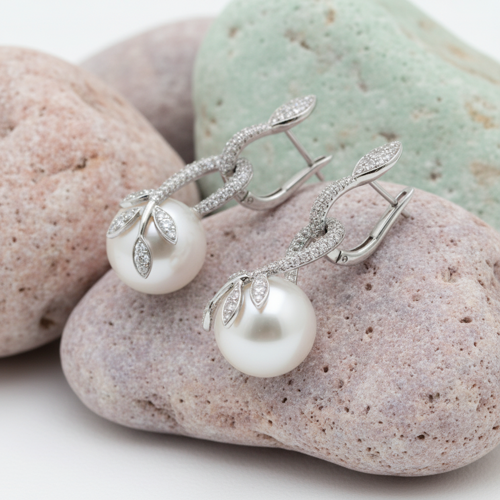 Pearl Earrings Side View