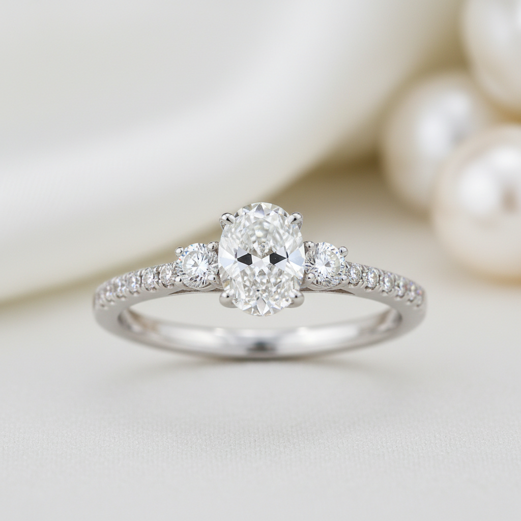 Small three stone oval ring