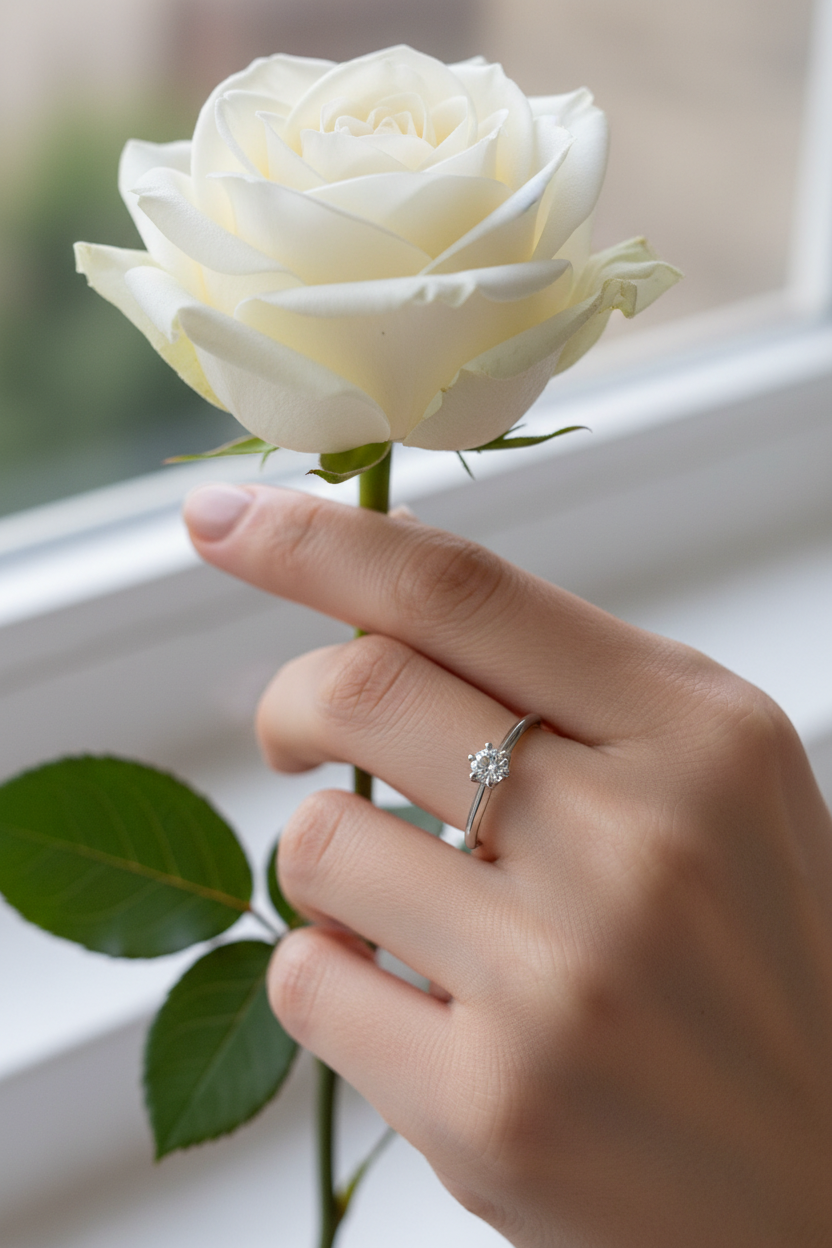 Solitaire Ring with Rose